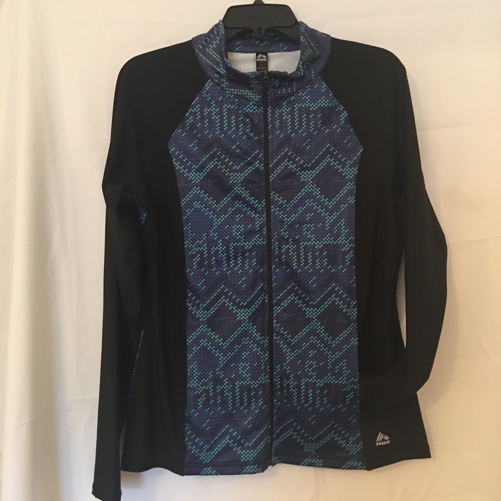 RBX Active Zip Up Jacket Blue Black Aqua